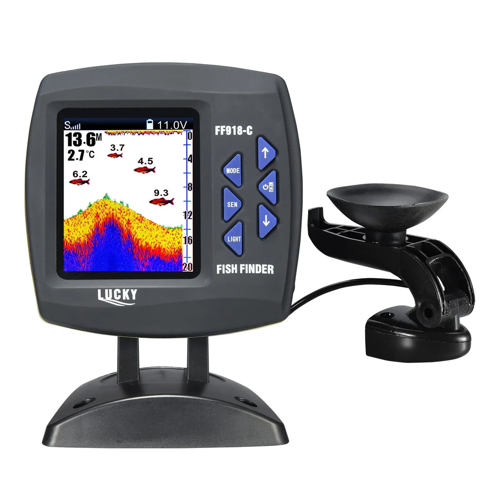 Tomshoo Fish Finder Wired Transducer Sensor Fishfinder 45 Degrees Underwater Fishing Portable Fish Finder Waterproof Underwater Monitor LCD Fish Locator Watercraft Fishfinder Fish Detector