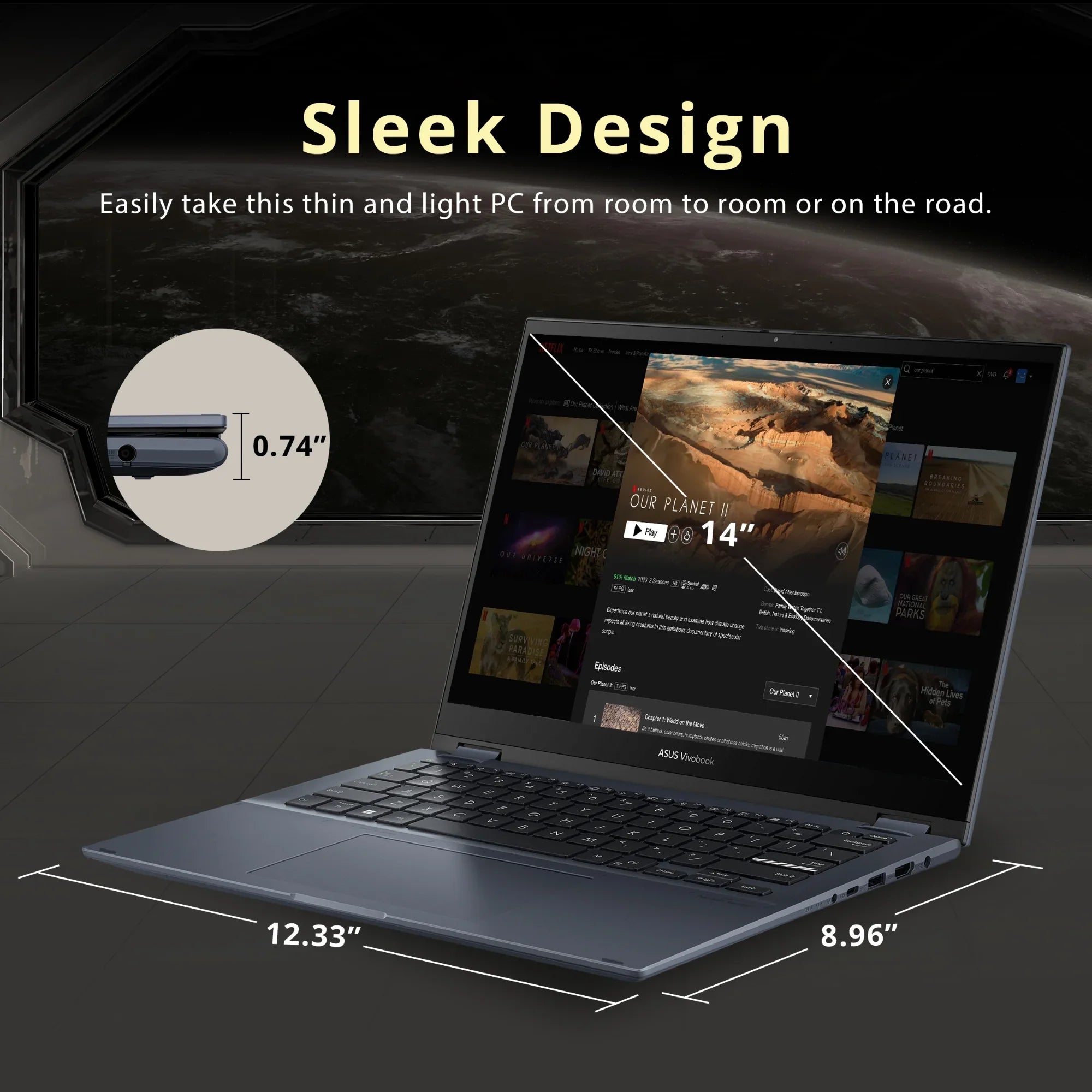 ASUS Vivobook S 14 Flip 14" FHD Touch Display, i5-12500H CPU, 8GB DDR4 RAM, 512GB SSD, NumberPad, Thunderbolt 4, Windows 11 Home, Quiet Blue, Hotface 32GB USB Card