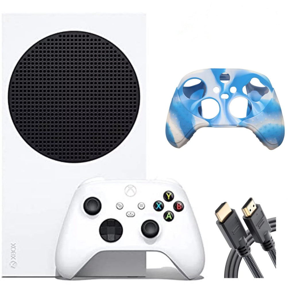 Microsoft Xbox Series S All-Digital 512 GB Console White (Disc-Free Gaming), One Xbox Wireless Controller, 1440p Resolution, Up to 120FPS, Wi-Fi, with Silicone Controller Wrap Skin and more