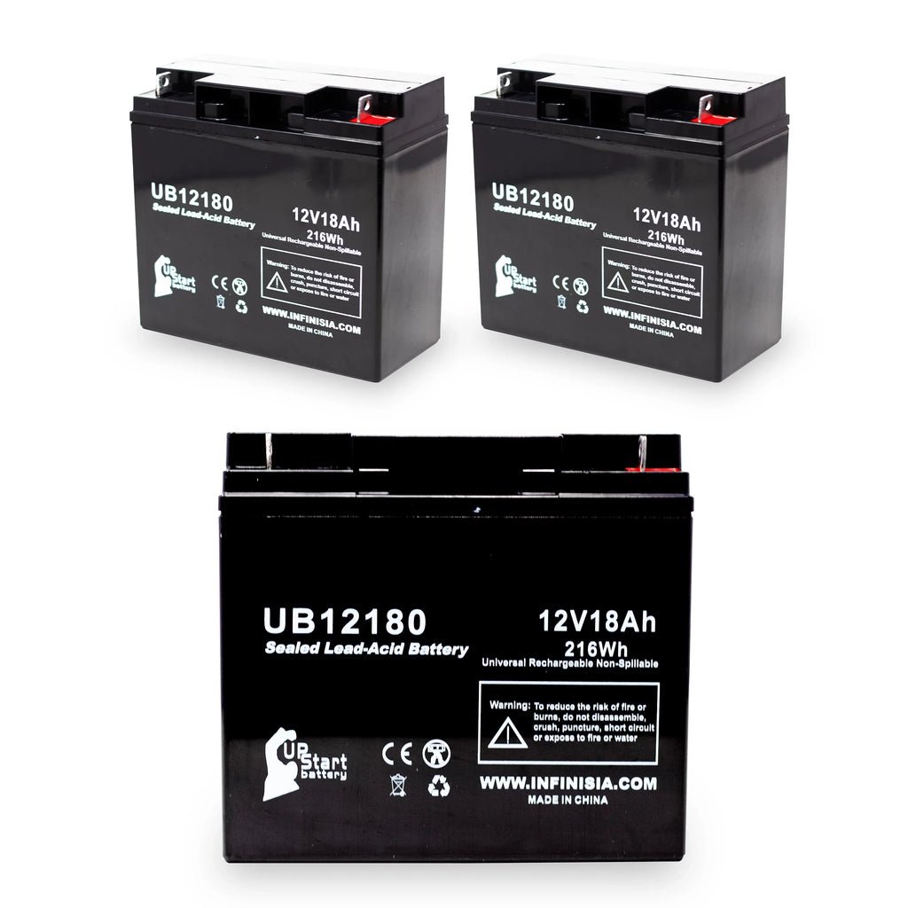 3x Pack - Matching CSB BATTERY OF AMERICA GP12170 Battery - Replacement UB12180 Universal Sealed Lead Acid Battery (12V, 18Ah, 18000mAh, T4 Terminal, AGM, SLA)