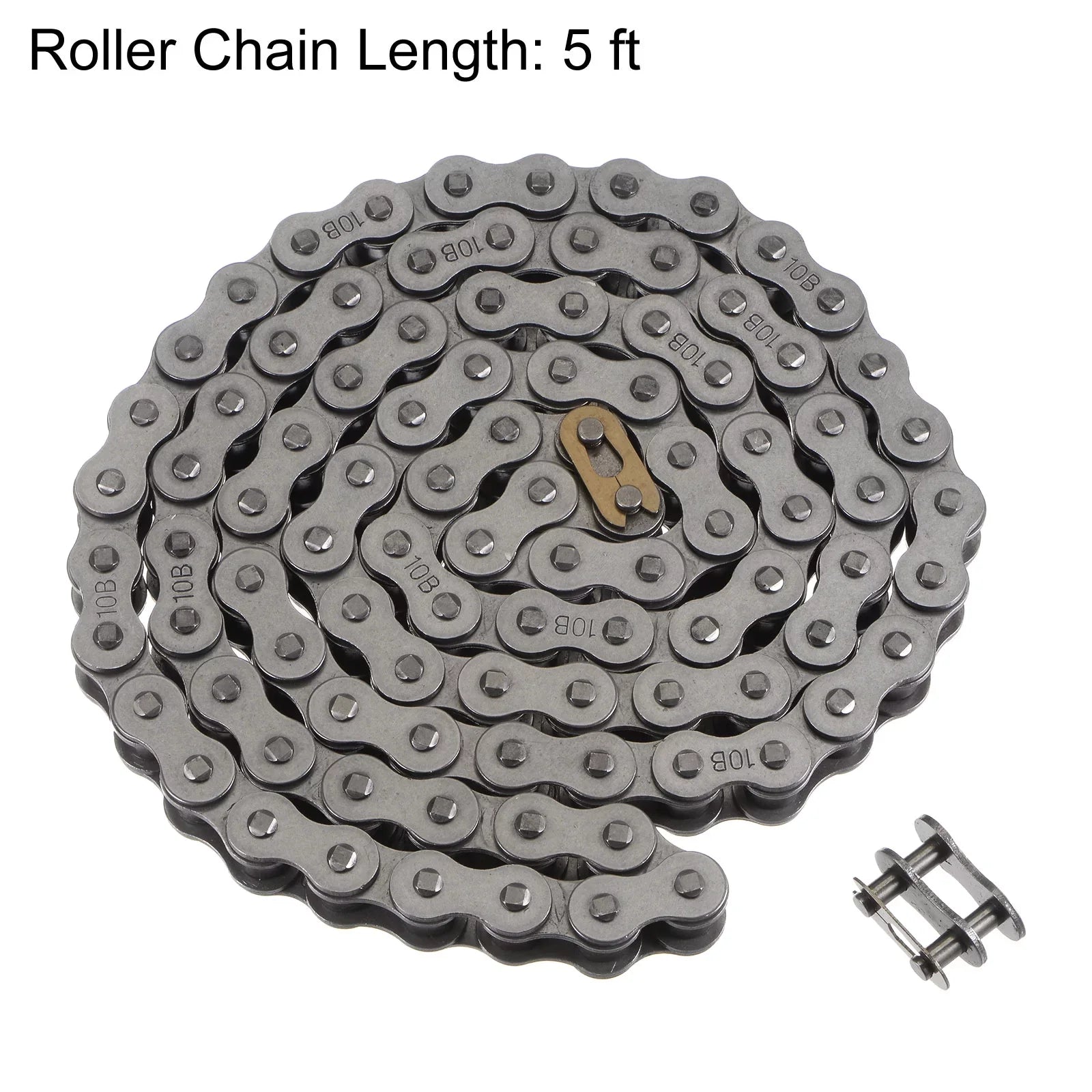 Uxcell 10B Metric Standard Roller Chain 5 Feet Carbon Steel Chains 5/8" Industrial Roller Chain -96 Links