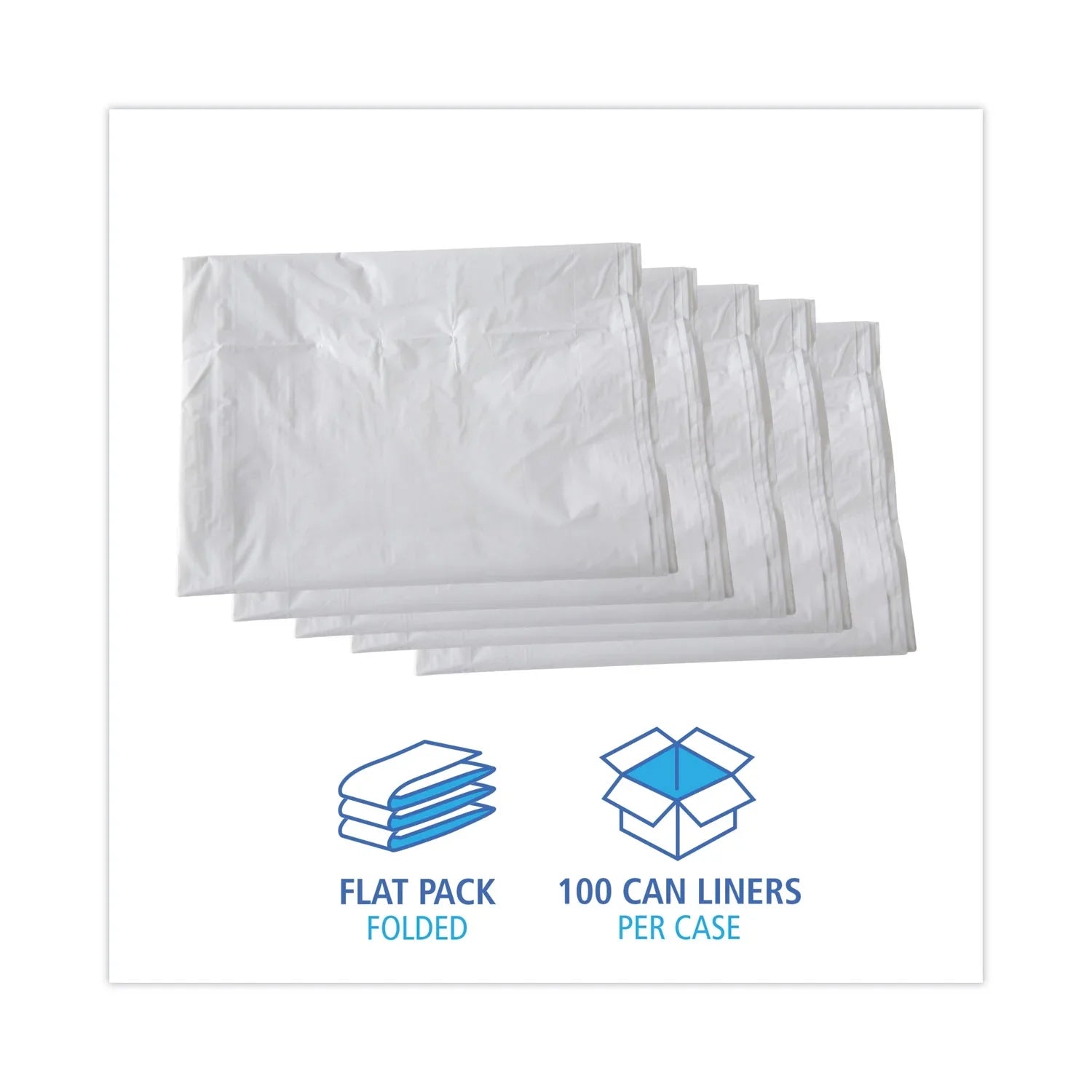 Boardwalk Linear Low Density Industrial Trash Bags, 60 gal, 0.9 mil, 38 x 58, White, 100/Carton