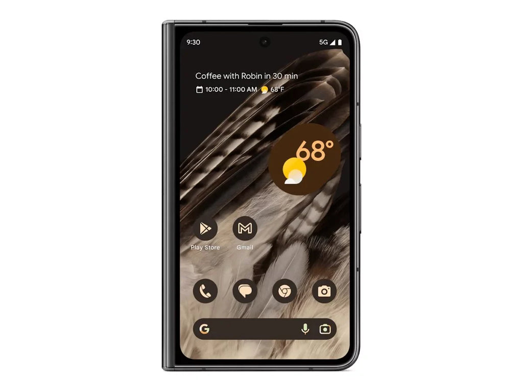 Google Pixel Fold - 5G smartphone - dual-SIM - RAM 12 GB / Internal Memory 512 GB - OLED display - 7.6" - 7.6" - 2208 x 1840 pixels 2208 x 1840 pixels (120 Hz) - 3x rear cameras 48 MP, 10.8 MP, 10.8 MP - 2x front cameras 9.5 MP, 8 MP - obsidian