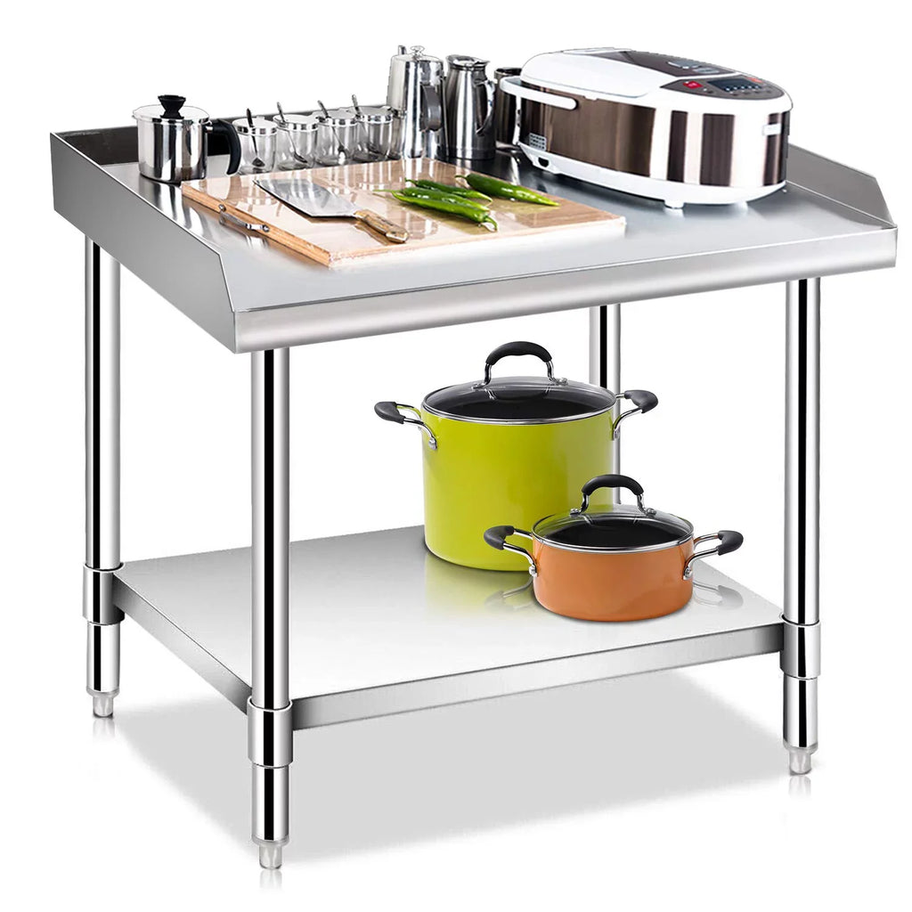 Stainless Steel Work Table - Kitchen & BBQ Table with Undershelf Workstation for Kitchen Home Restaurant Hotel-Heavy Duty Equipment Grill Stand - 24x28 Inches