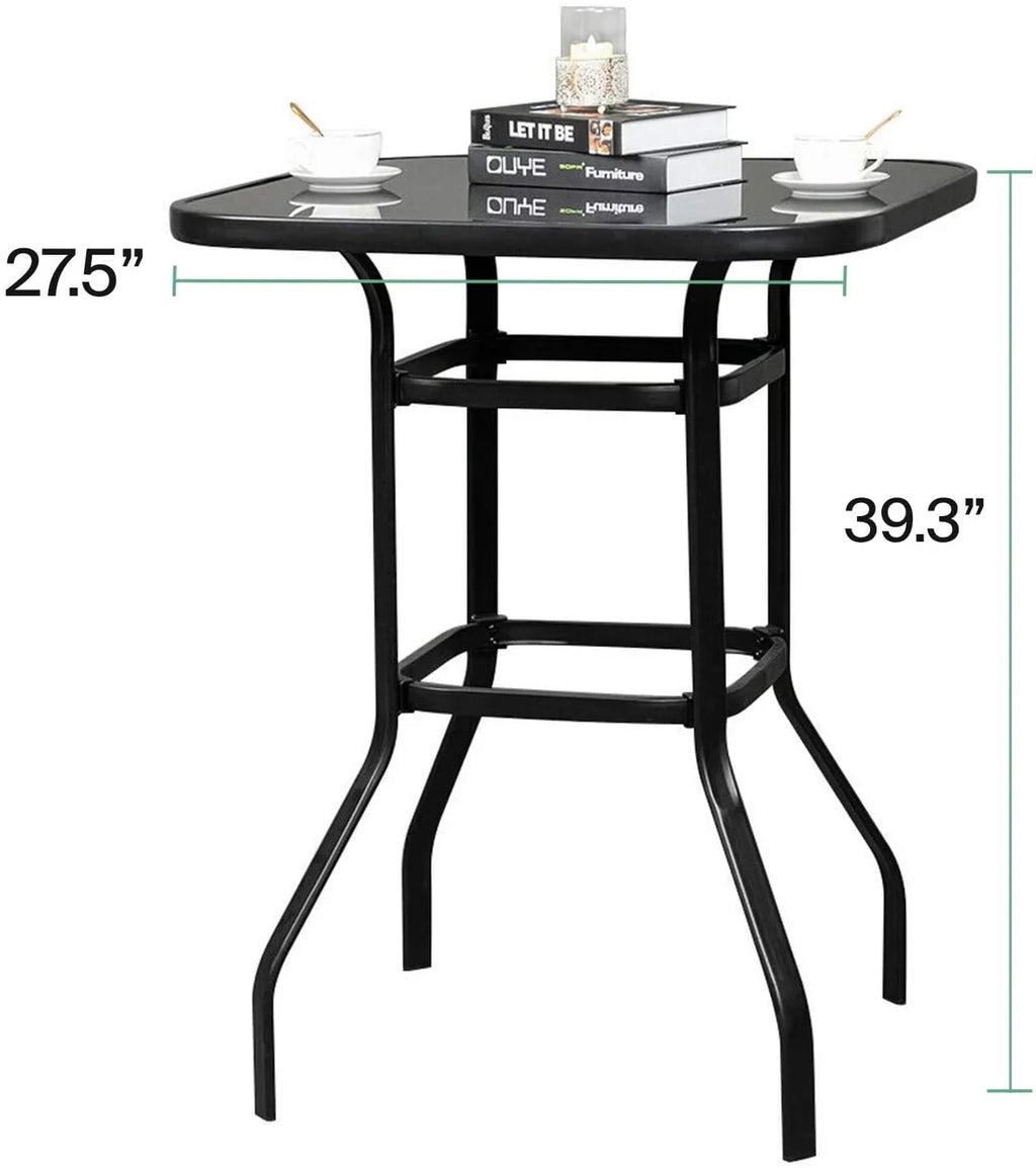 Avel Sturdy Solid Glass Bar Table for Poolside Use