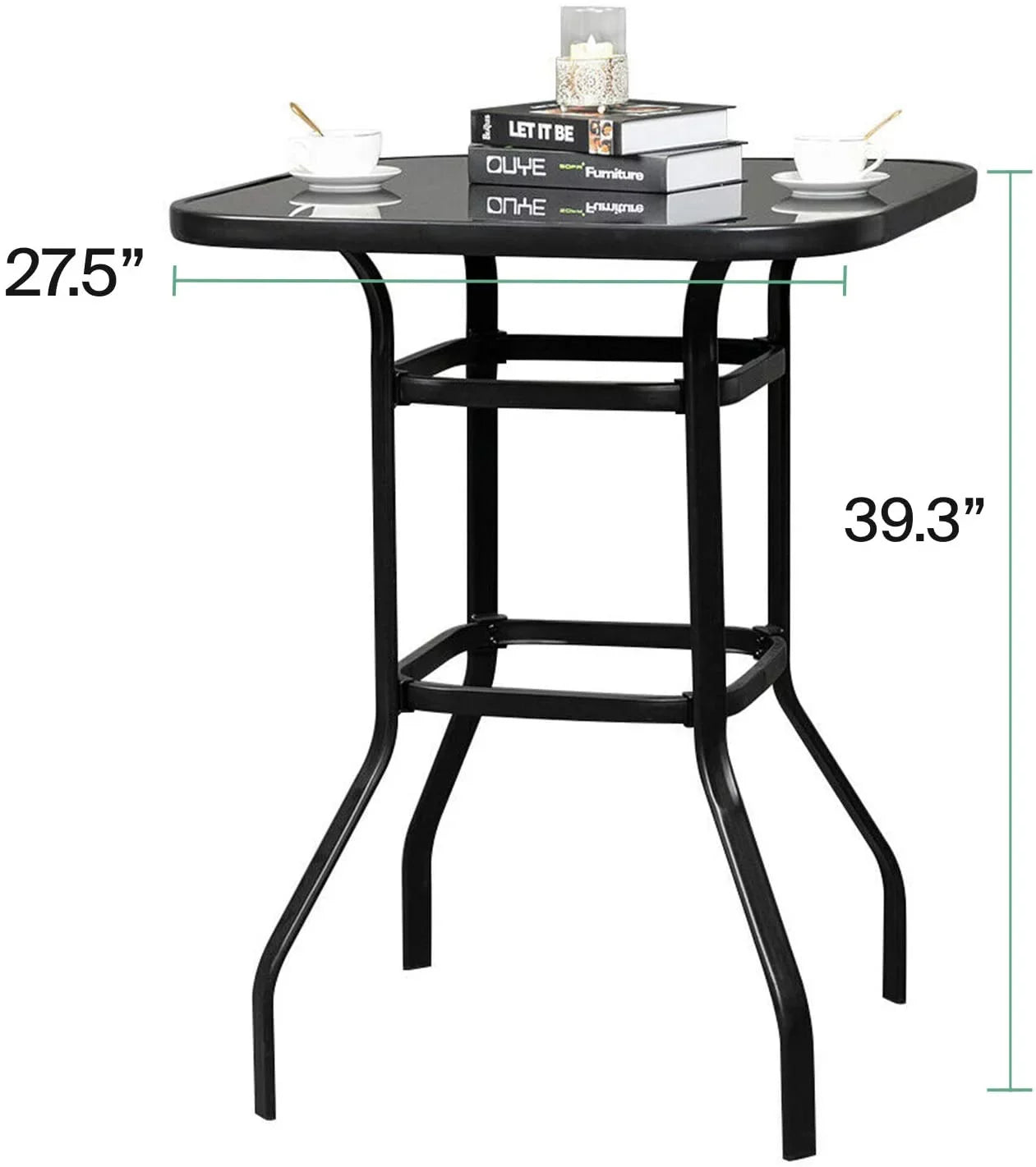 Avel Sturdy Solid Glass Bar Table for Poolside Use