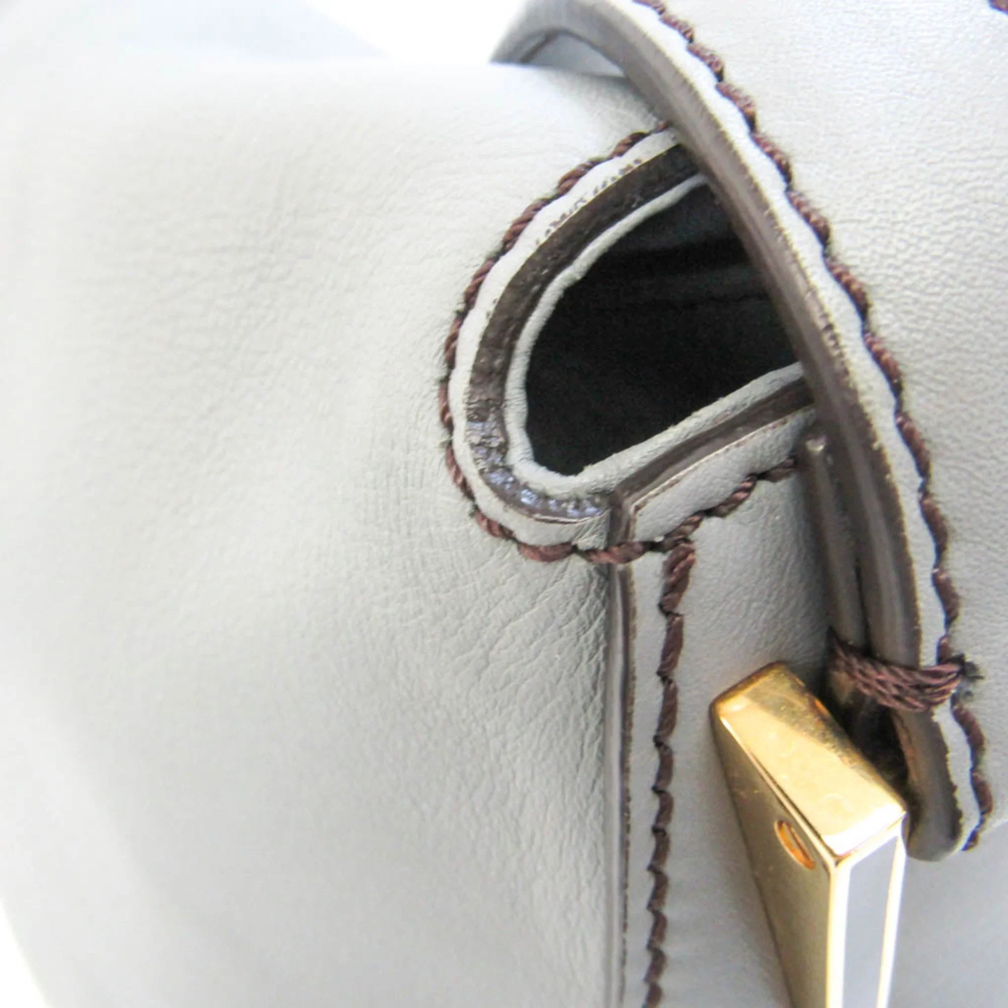 Pre-Owned Fendi Big Mamma Bucket 8BR638 Women's Leather Shoulder Bag Gray (Good)