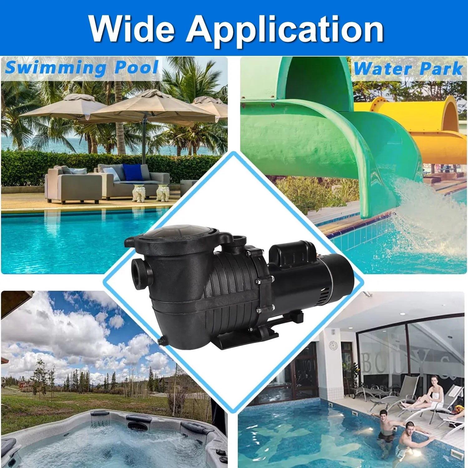 iMeshbean In-ground Swimming Pool Pump, 1.5HP Motor 110V-230V, 6000GPH, Head Max 69FT, for Above Ground Swimming Pool and Inground Pool Water Circulation, w/ Strainer Basket