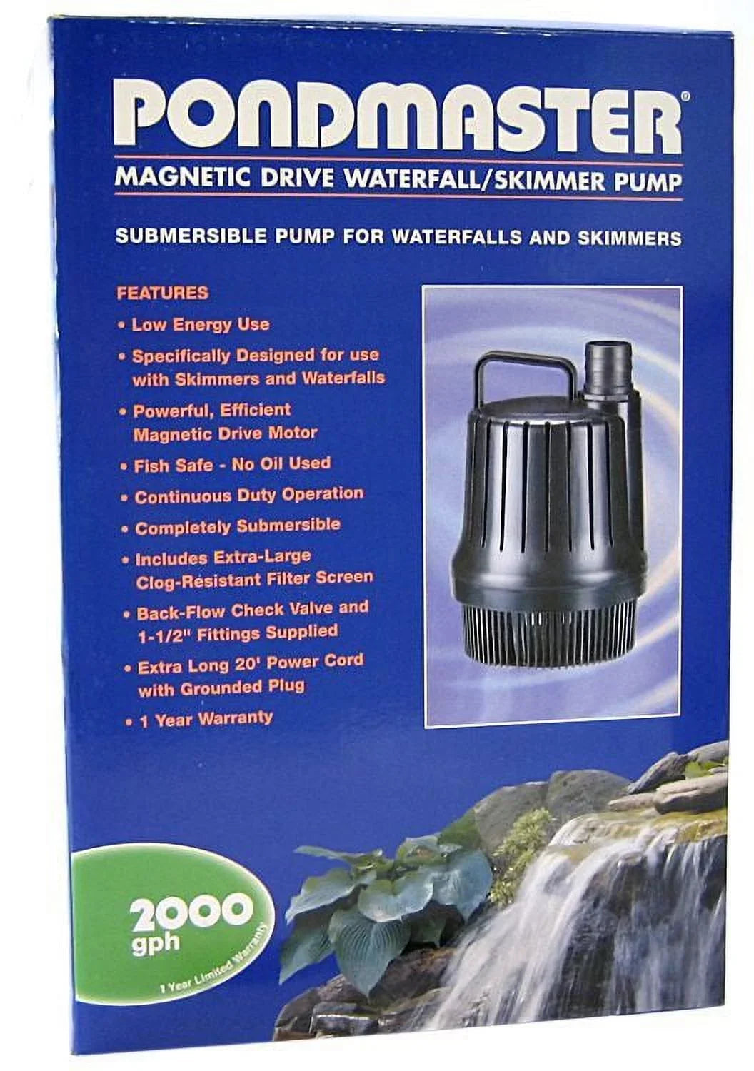 Pondmaster Magnetic Drive Waterfall Pump 2,000 GPH