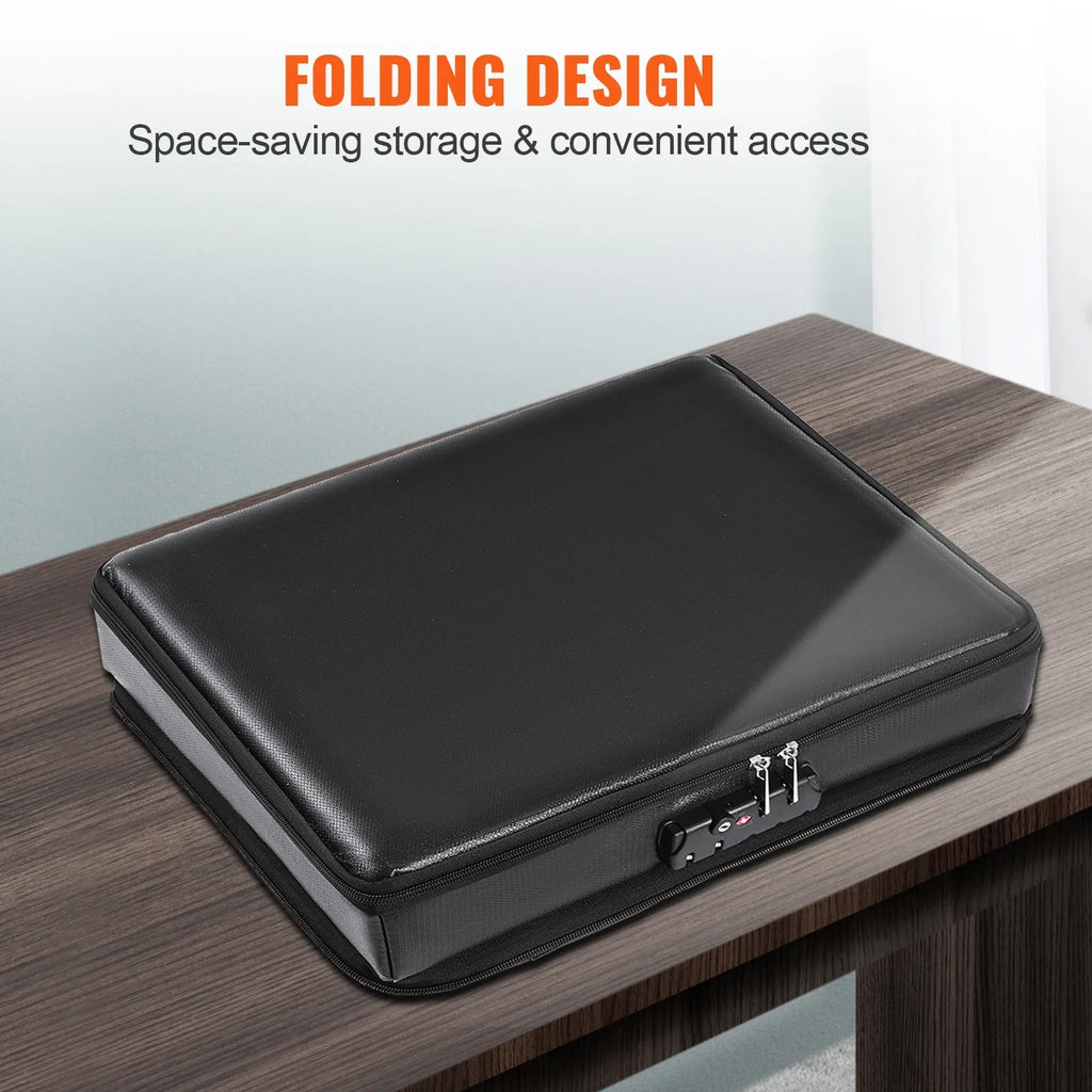 BENTISM Fireproof Document Box with Lock File Document Organizer 2000℉ Fireproof & Waterproof Document Bag 2 Layer Portable File Box with Handle