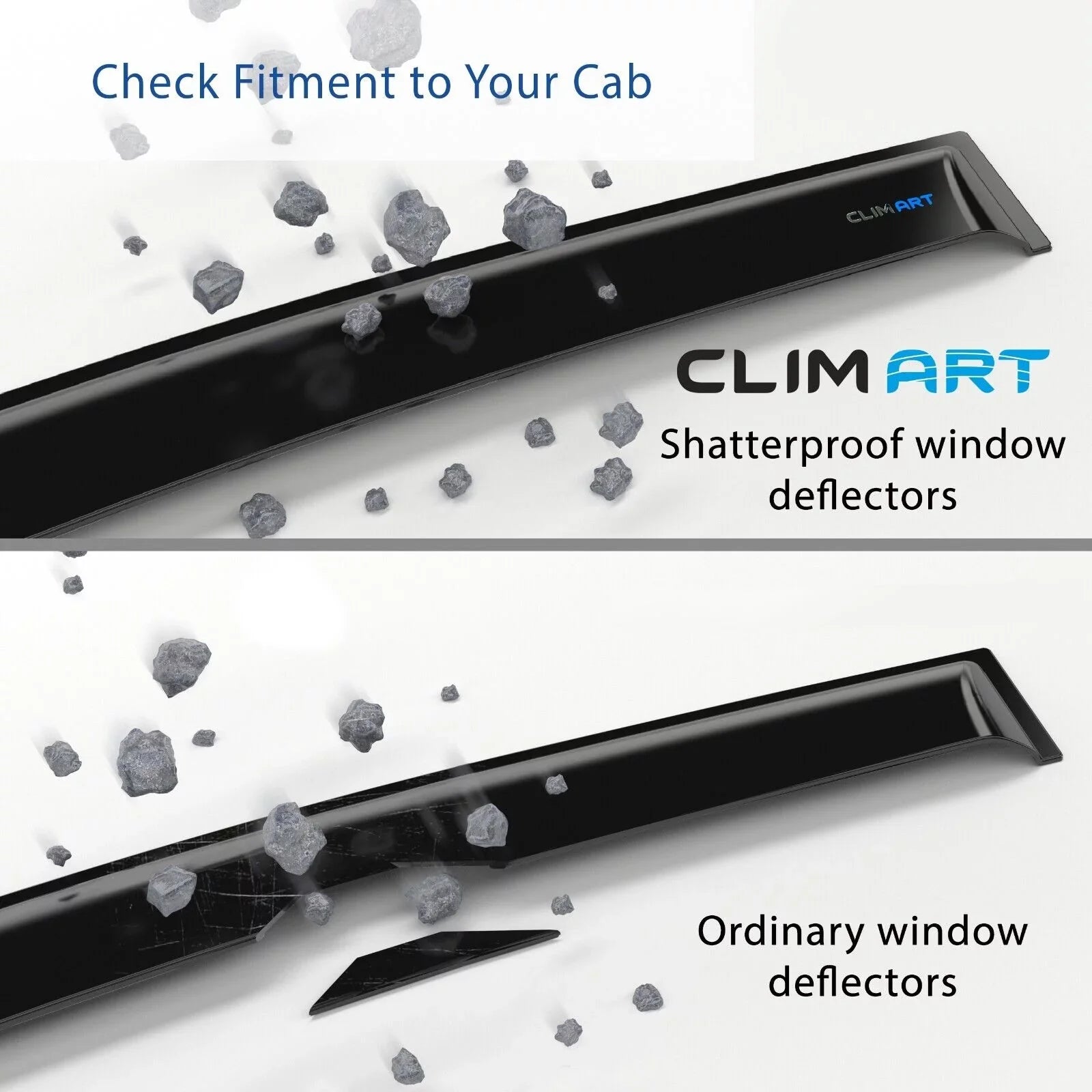 CLIM ART Incredibly Resilient Rain Guards Fitting with Chevrolet (Chevy) Silverado/GMC Sierra 1500 2019-2024 Crew Cab, Truck Accessories, Tape-on Window Deflectors, Vent Window Visors, 4pcs- 419160
