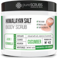 pureSCRUBS Premium Pink Himalayan Salt Body Scrub Set- Large 16oz CUCUMBER BODY SCRUB - Infused With Organic Essential Oils & Nutrients + FREE Wooden Spoon, Loofah & Mini Exfoliating Bar Soap