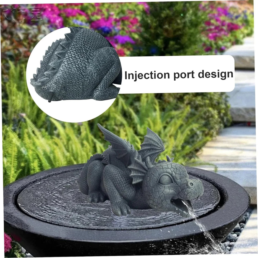 Dragon Fountain Resin Pond Spouting Dragon Garden Statue Climate Durable Realistic Water Spray Dragon Statue for Yard Park Courtyard Pond Pool