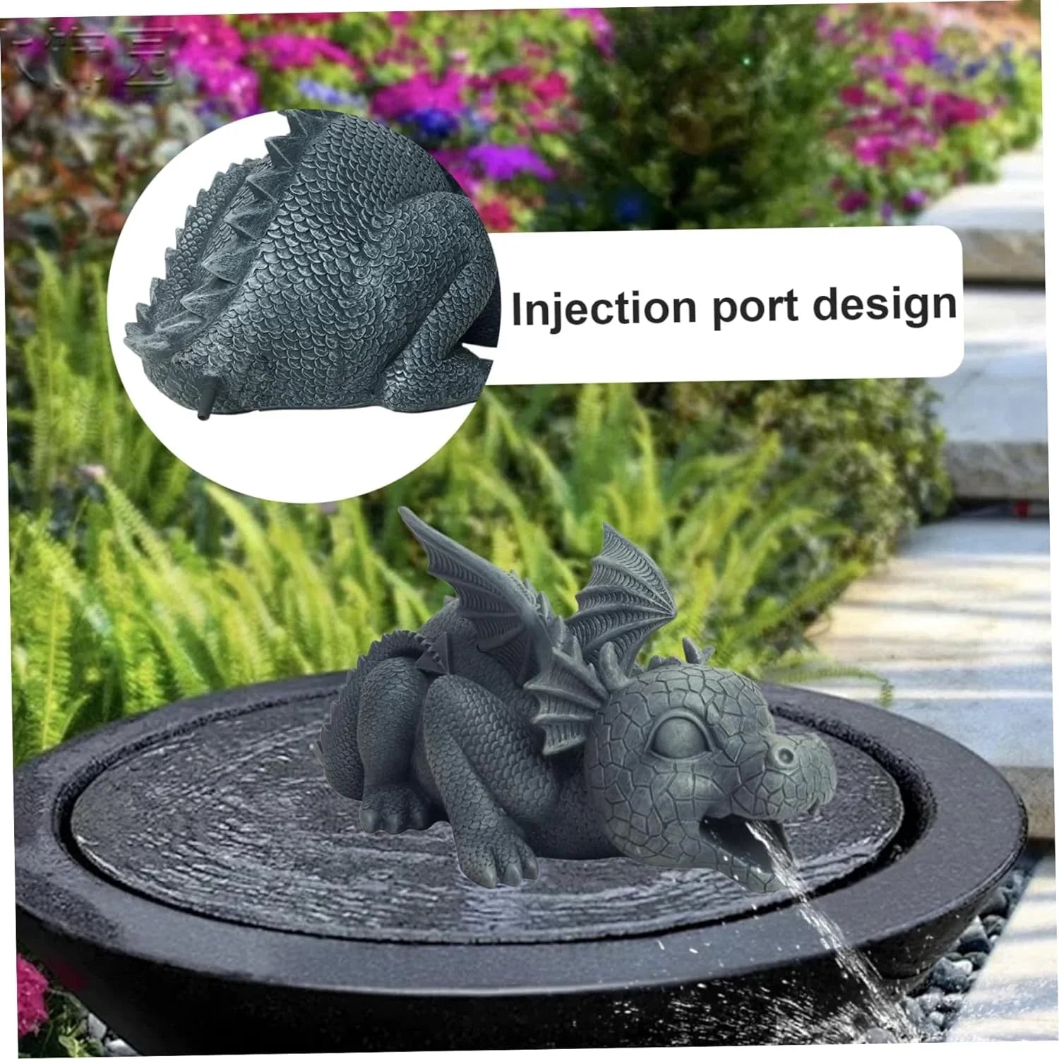 Dragon Fountain Resin Pond Spouting Dragon Garden Statue Climate Durable Realistic Water Spray Dragon Statue for Yard Park Courtyard Pond Pool