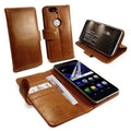 C1-89 Vintage Leather Wallet Free Screen Protector Case Protection for Huawei Nexus 6P - Brown