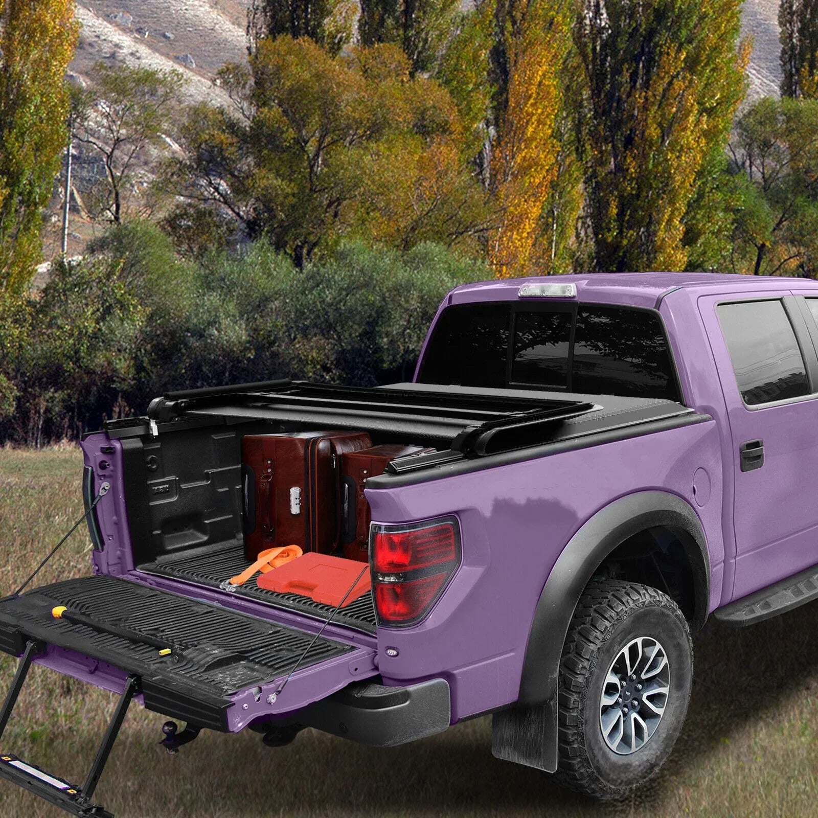 Ledkingdomus 5 Feet Soft Tri-fold Truck Bed Tonneau Wrap for 2020-2023 Jeep Gladiator JT on Top