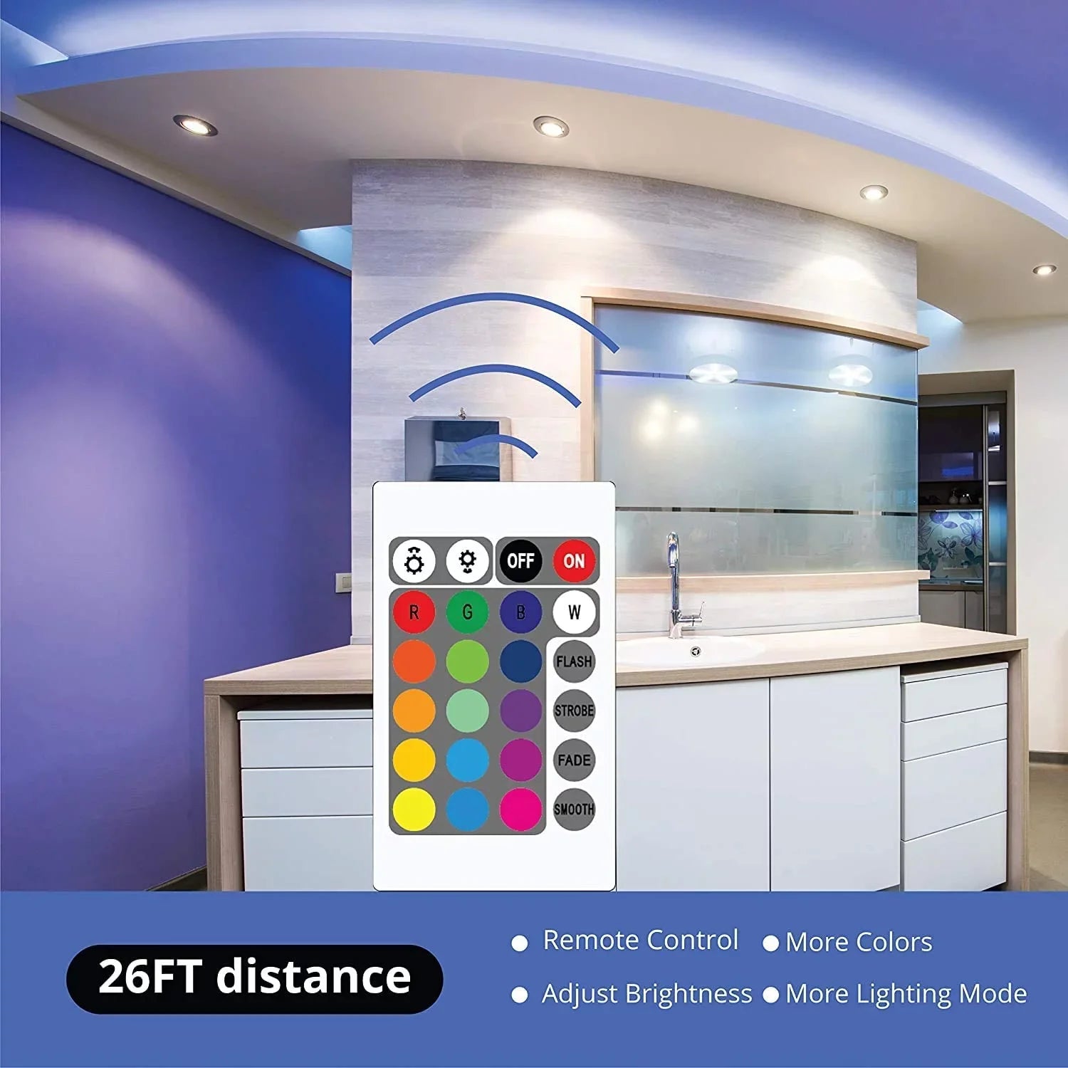 WBM Smart LED Color Changing Strip Light For Bedroom, App Remote Control, 32.8 Ft