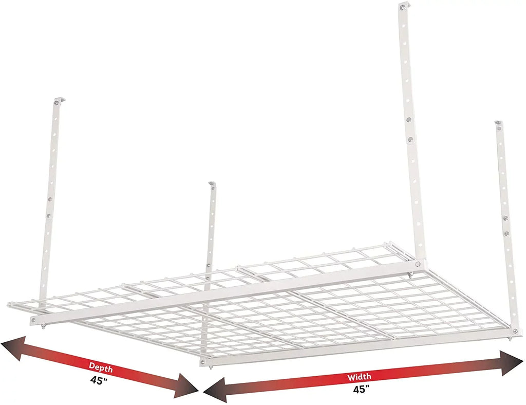 HyLoft 00540 45-Inch by 45-Inch Overhead Storage System Ceiling Mount Garage Organization Rack White