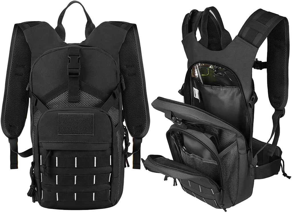 SKL Hydration Pack Tactical Water Backpack with 2L BPA Free Water Bladder, Military Water Bag Thermal Insulation, Adjustable Waist Pocket Daypack Fits Women Men for Running Hiking Cycling Biking