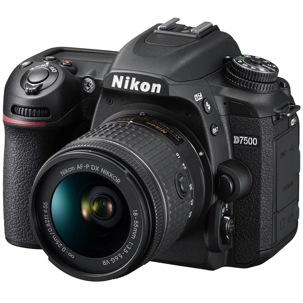 Nikon D7500 DSLR Camera with 18-55mm + 70-300mm Lens + 2 Pcs SanDisk 64GB Memory Cards + Tripod + Wideangle + Flash + ZeeTech Accessory Bundle