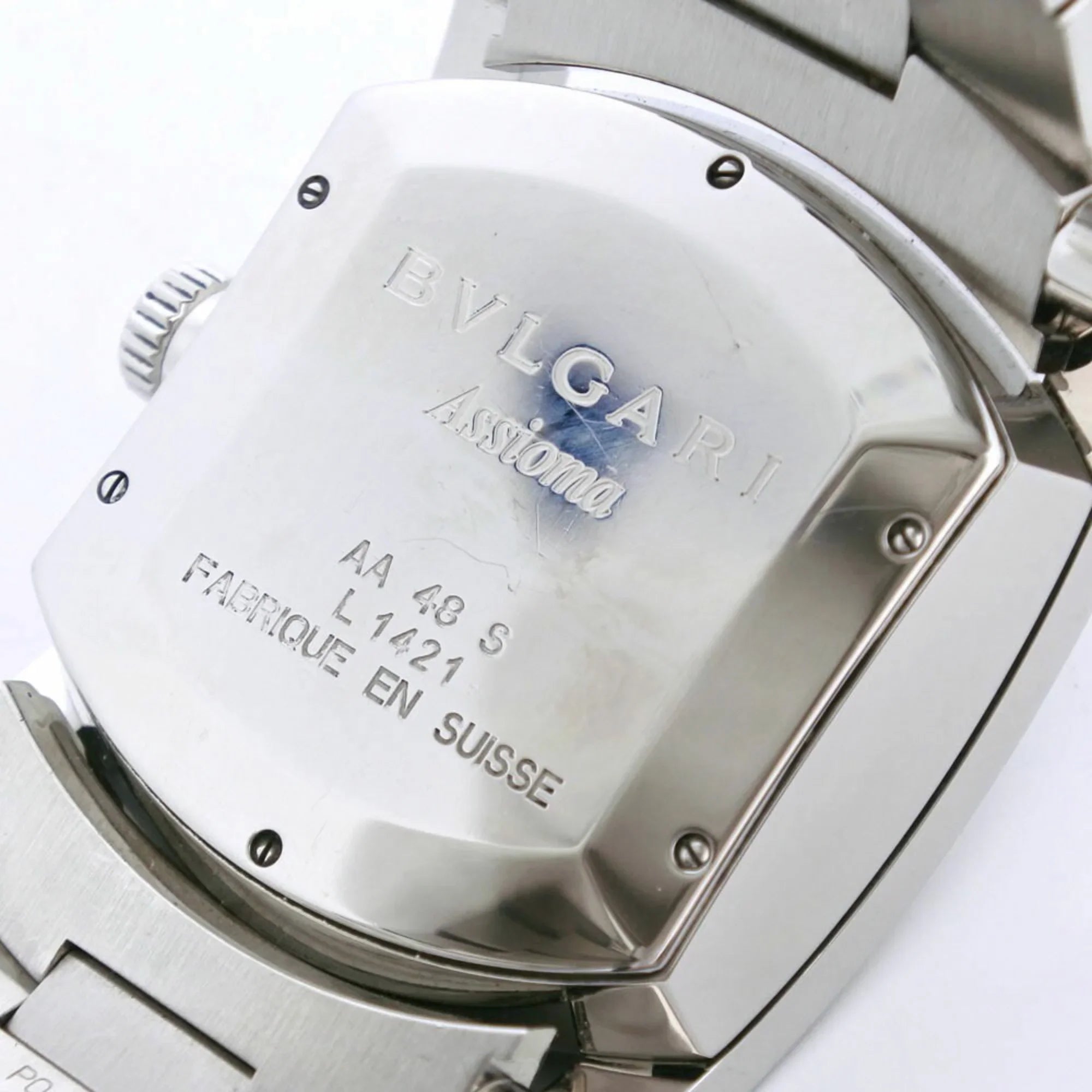 Pre-Owned Bvlgari Ashoma Watch AA48S Stainless Steel Silver Automatic Men's Navy Dial (Good)