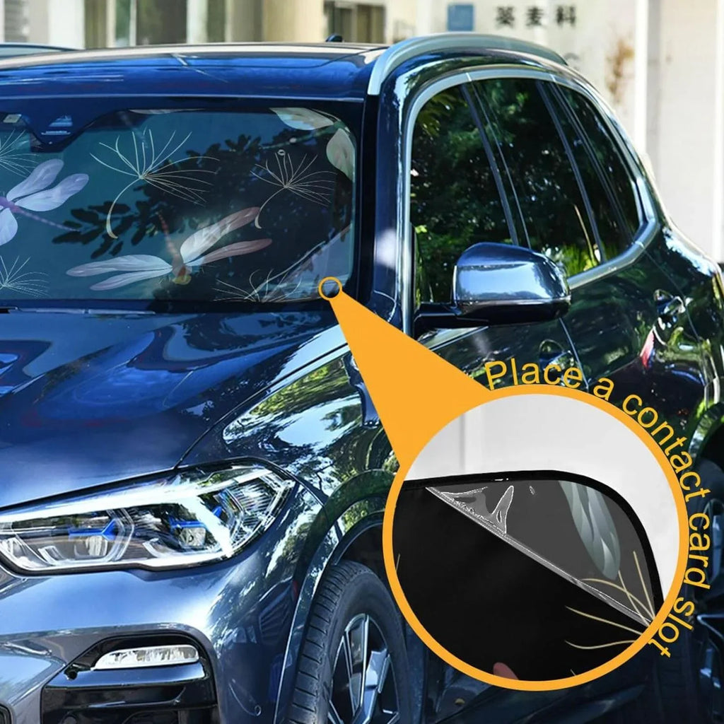 Hyjoy 55x27.6in Dragonfly Car Windshield Sun Shield Shade Foldable Sunshade for Blocks UV Rays Protector-Keeps Your Vehicle Cool for Most Sedans SUV Truck