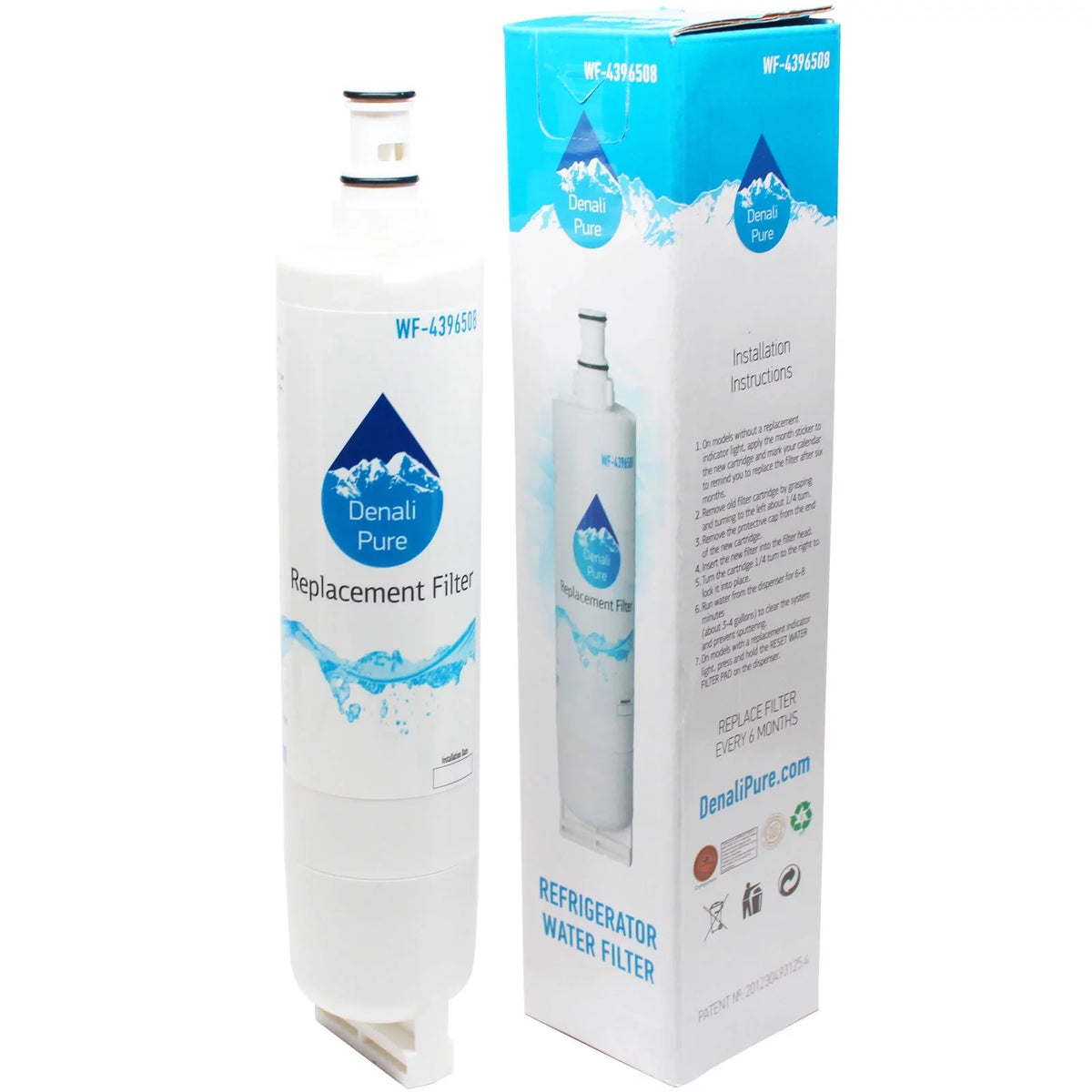 3-Pack Replacement for Whirlpool ED2VHGXML10 Refrigerator Water Filter - Suitable with Whirlpool 4396508, 4396510 Fridge Water Filter Cartridge - Denali Pure Brand