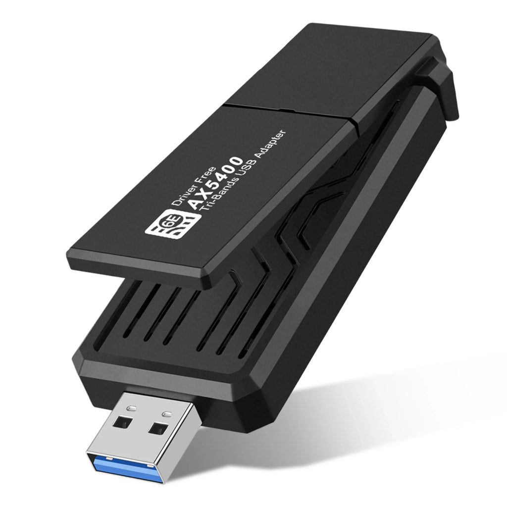 CELECTIGO AX5400 802.11AX WiFi 6E USB 3.0 WiFi Adapter ,for PC Laptop Tri Band 6GHz/5GHz/2.4GHz, WPA3, Wireless USB WiFi Dongle Network Adapter,Only Fitting with Windows 11/10, Driver free,Black