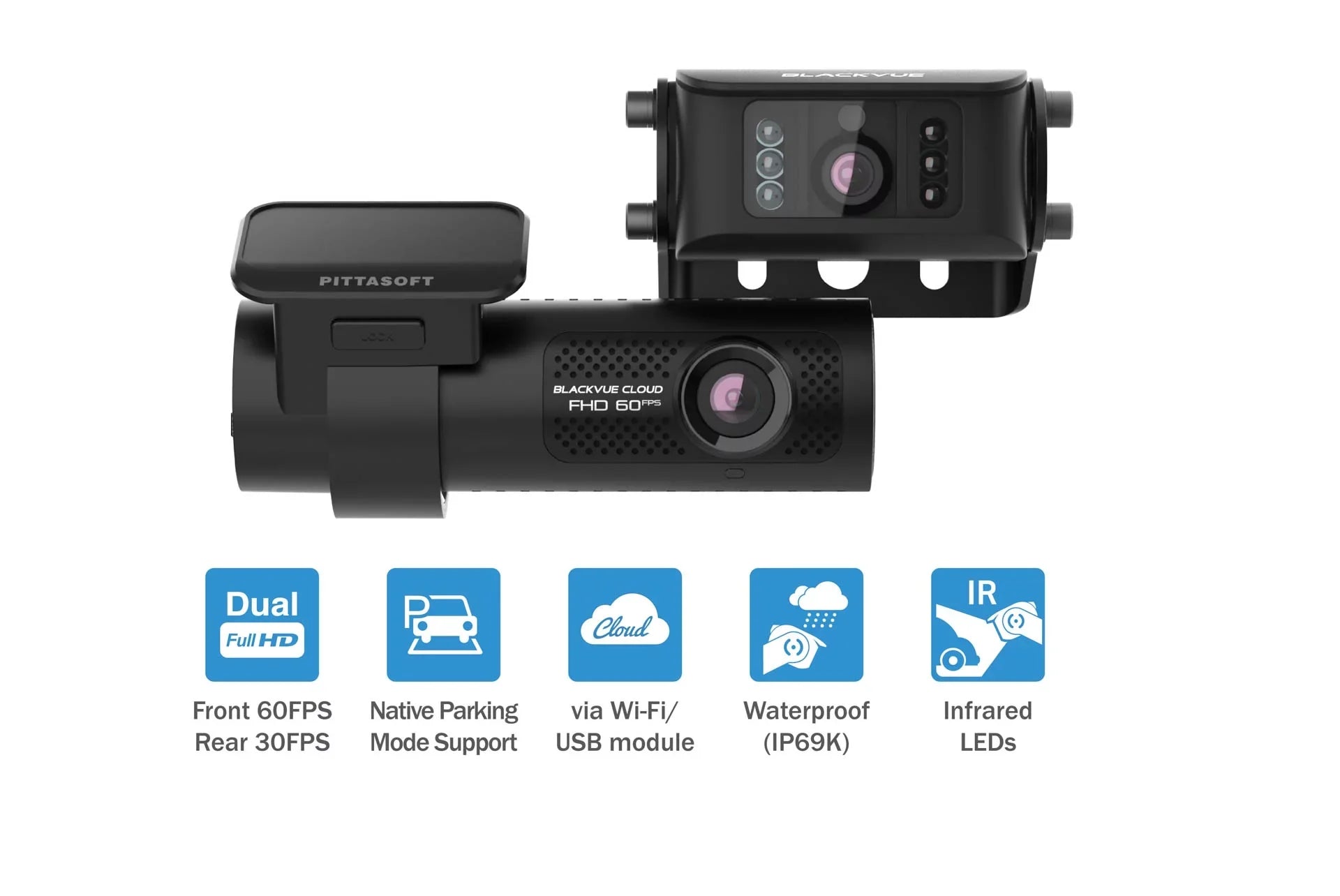 BlackVue DR770X-2CH-TRUCK Front + Waterproof Exterior Dash Cam With 256GB Card | Cloud-Ready 1080p 60FPS GPS & WiFi