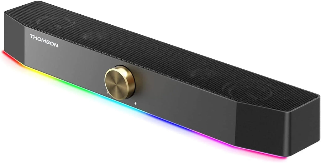 Thomson Computer Speakers, Bluetooth Computer SoundBar, Dyna RGB PC Speakers with 10W Stereo Sound, 3.5mm Aux-in