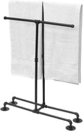 Bathroom Towel Rack, Wall Mounted Industrial Pipe Organizer Holder, Bath Hand Towel Washclothese Storage Holder, RV Camper Organizer Shelf (Black, Standing 40")