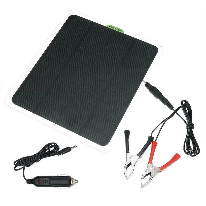 DFITO 22W Solar Panel,12V/5V Trickle Charger Battery Charger Kit W/ 2x Alligator clip,1x Cigarette lighter,2 Carabiners,1 mountaineering bag,1 Fast Charger,Maintainer Watercraft RV Car