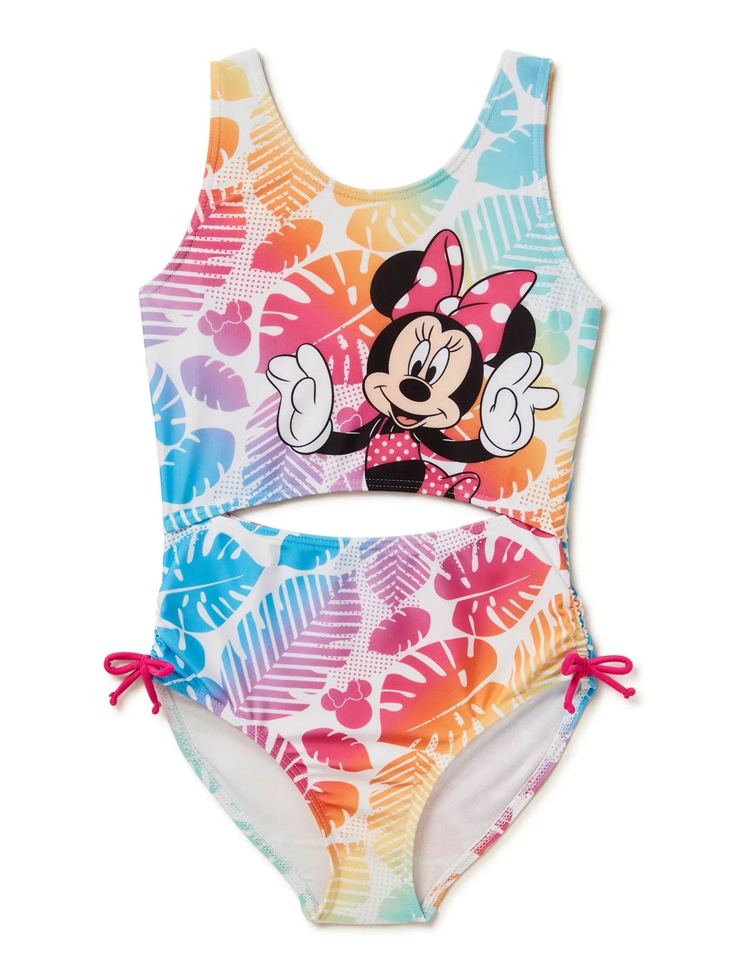 Disney Minnie Mouse Girls One Piece Cut Out Swim Suit, Sizes 4-7