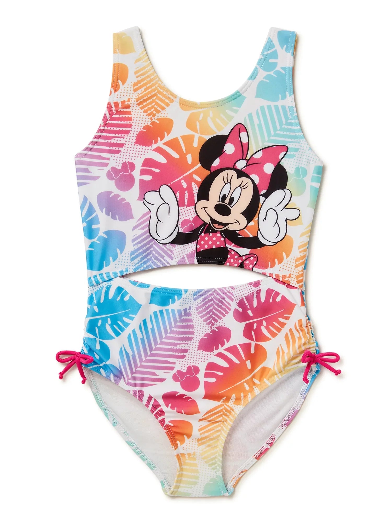 Disney Minnie Mouse Girls One Piece Cut Out Swim Suit, Sizes 4-7