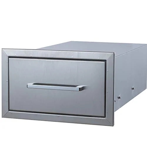 yuxiangBBQ Outdoor Kitchen Drawers Stainless Steel,14" W x 8-1/2"H x 23" D Single Drawer,Flush Mount for Outdoor Kitchen or BBQ Island