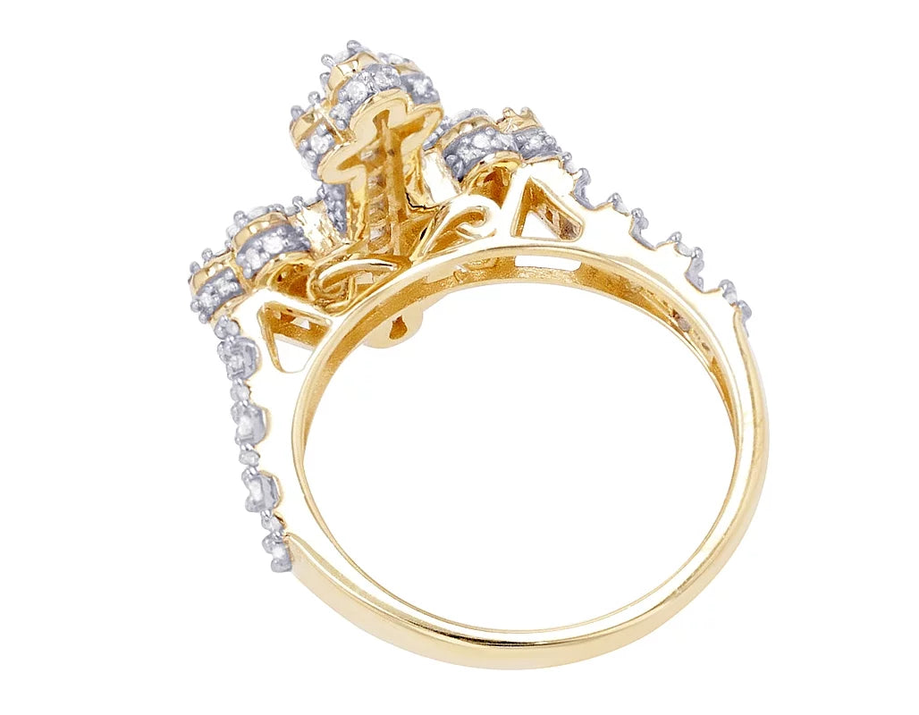 Baguette Cross 0.875 CT Diamond Ring 10K Yellow-White Gold