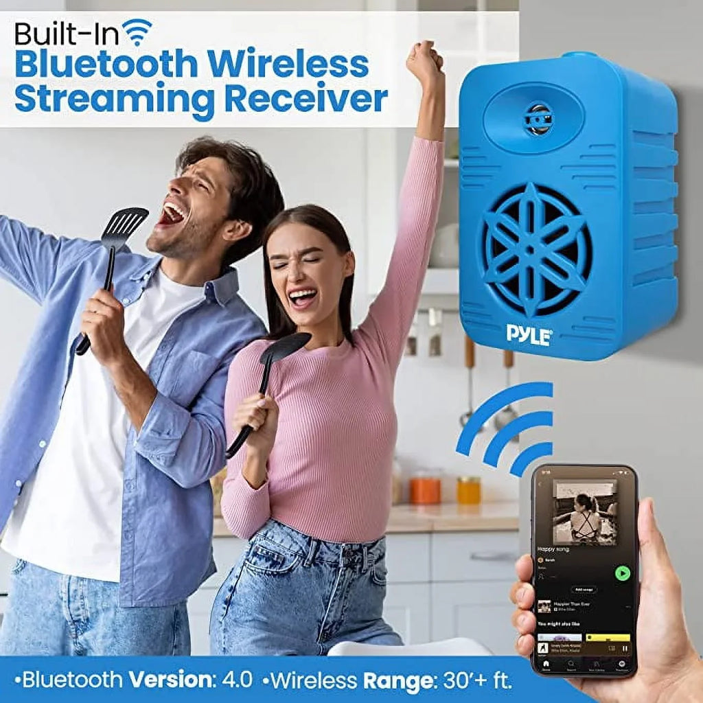 PyleUsa Bluetooth Indoor Outdoor Speakers Pair-500 Watt Dual Waterproof 5.25” 2-Way Full Range Speaker System w/ 1/2” High Compliance Polymer Tweeter-Home, Watercraft Marine,Deck,Patio,Poolside PDWRBT56BL