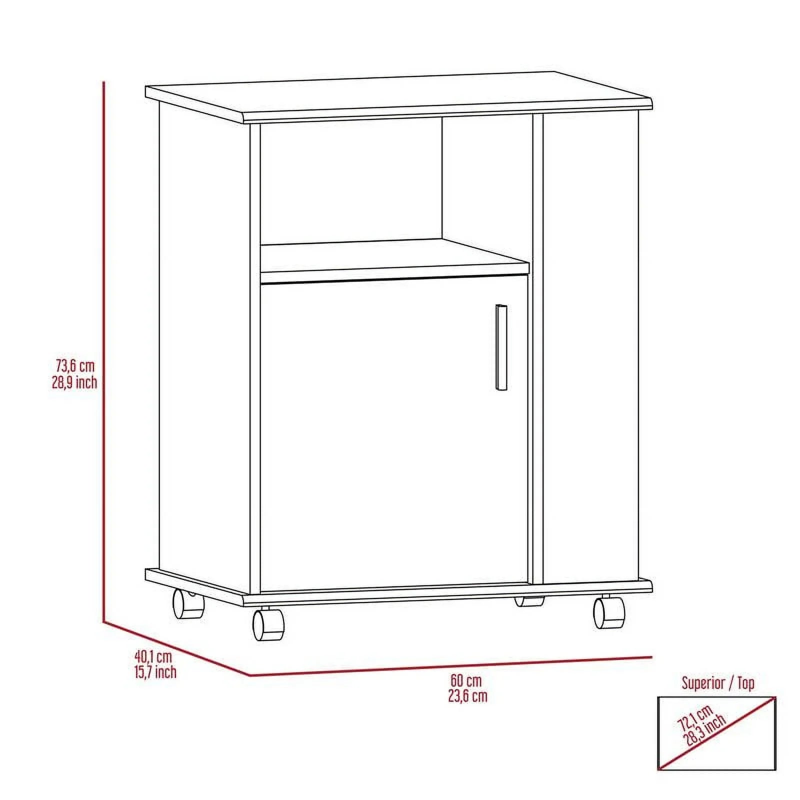 Home Square 2-Piece Set with Utility Sink with Cabinet and Kitchen Service Cart