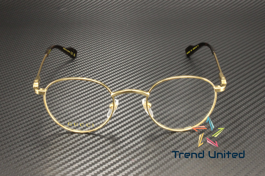 GUCCI GG1222O 002 Round Oval Panthos Metal Gold Demo Lens 48 mm Men's Eyeglasses