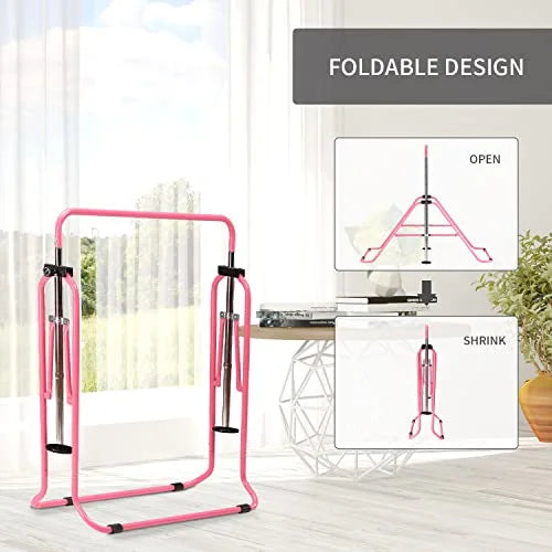 Wesfital Gymnastics Bar Kids, Junior Training Bar, Height Adjustable Horizontal Bars, Folding Gymnastics Bars Tumbling Monkey Bars for Home