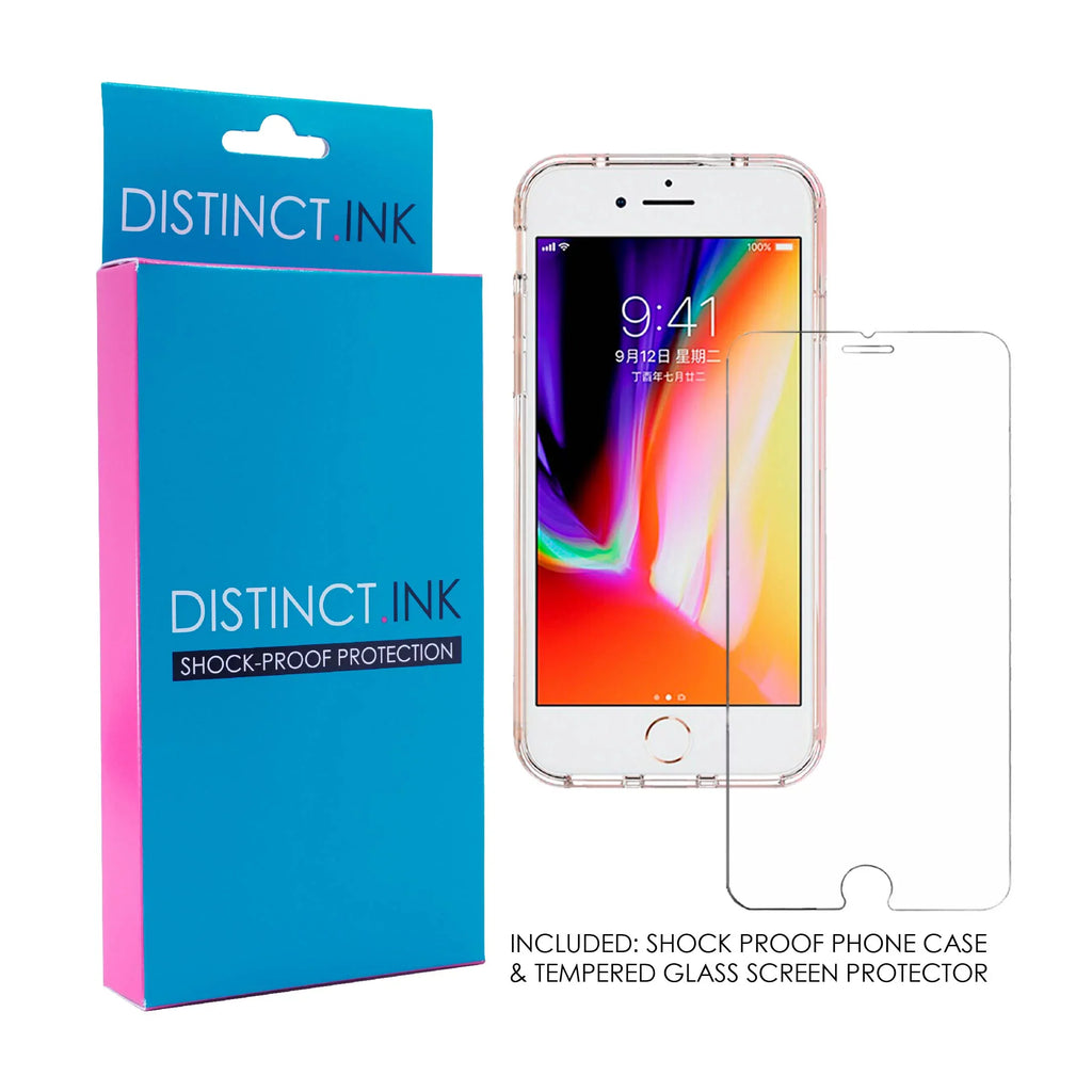 DistinctInk Clear Shockproof Hybrid Case for iPhone 7 PLUS / 8 PLUS (5.5" Screen) TPU Bumper Acrylic Back Tempered Glass Screen Protector - Money Can't Buy Happiness, Rather Cry in Jaguar