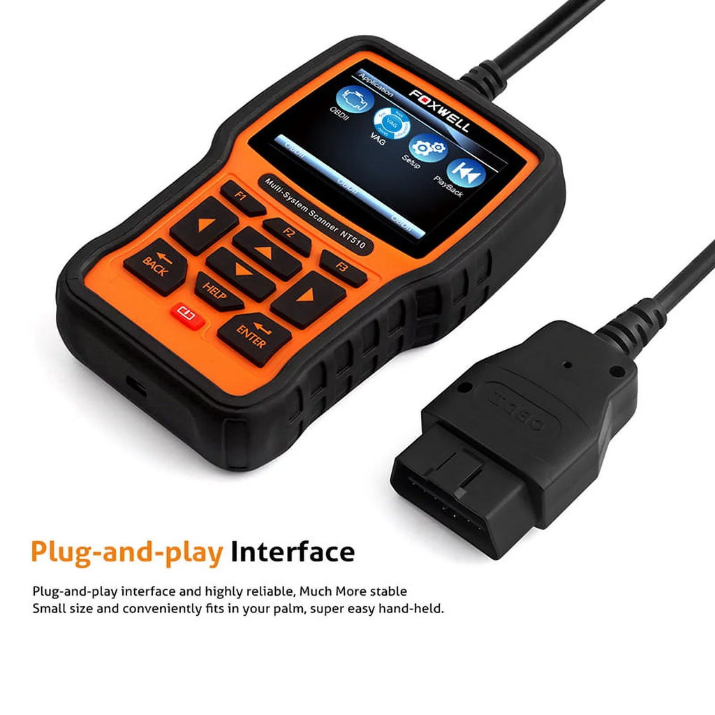 Foxwell NT510 Elite OBD2 Scanner for Audi Skoda Seat VW VAG Car Professional Bi-Directional Diagnostic Scan Tool with Oil Service Reset ABS Bleeding SAS Calibration Car Code Reader Automotive Scanner