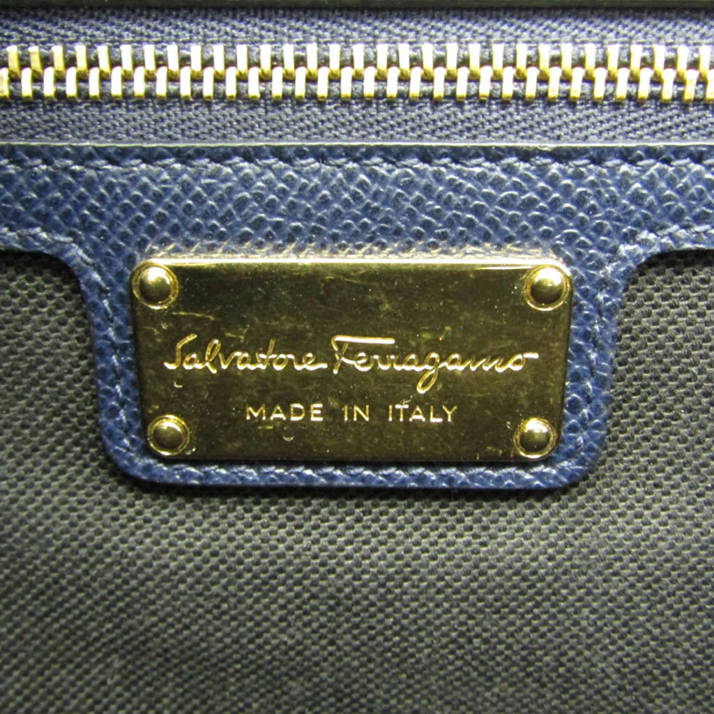 Pre-Owned Salvatore Ferragamo Vara AU-21 0011 Women's Leather Shoulder Bag Navy (Good)