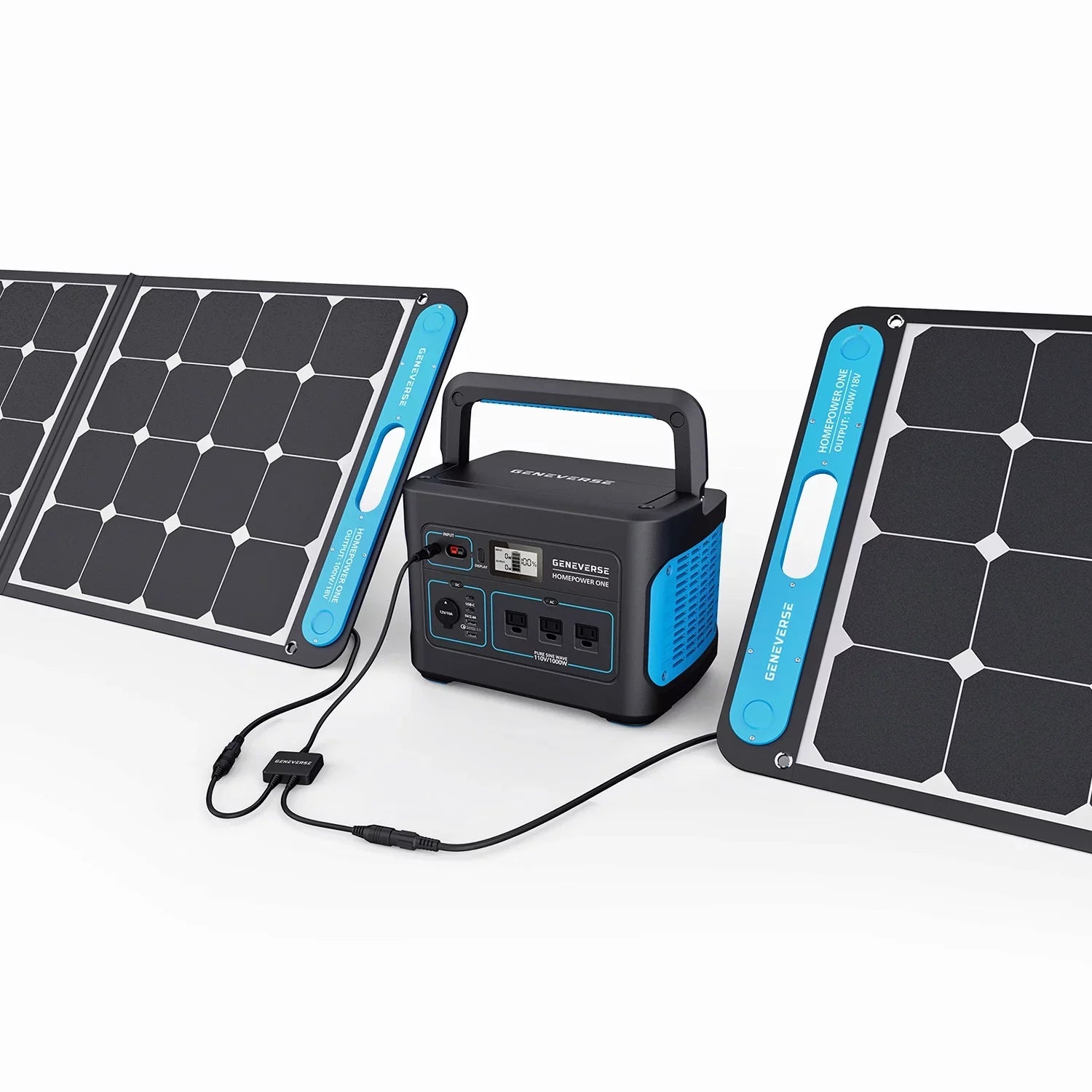 GENEVERSE 100 Watts SolarPower One Monocrystalline Portable Solar Panel with built-in USB-C and USB-A ports