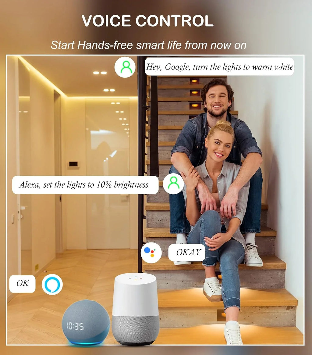 120V Indoor Outdoor Smart LED Step Lights, RGBCW Color Changing Stair Lights,3W 2700K-6500K,Hub Matching with and Google Home Assistant, 6 Pack