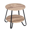 HomeRoots 483708 18 in. Manufactured Wood & Steel Round End Table, Black & Oak
