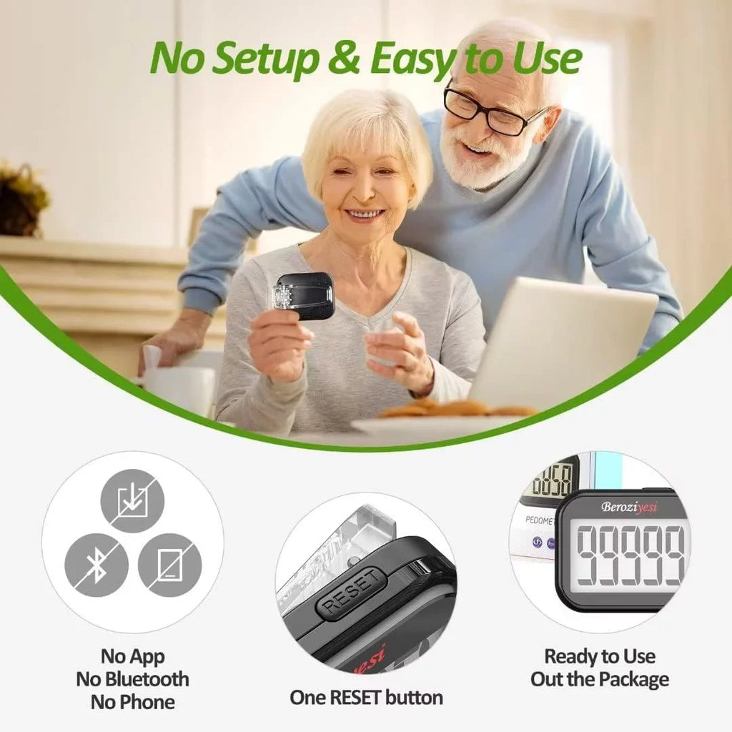 3D Pedometer for Walking, Simple Step Counter for Walking with Removable Clip and Lanyard, Accurate Pedometers for Steps, Step Tracker with Large Display for Men Women and Kids