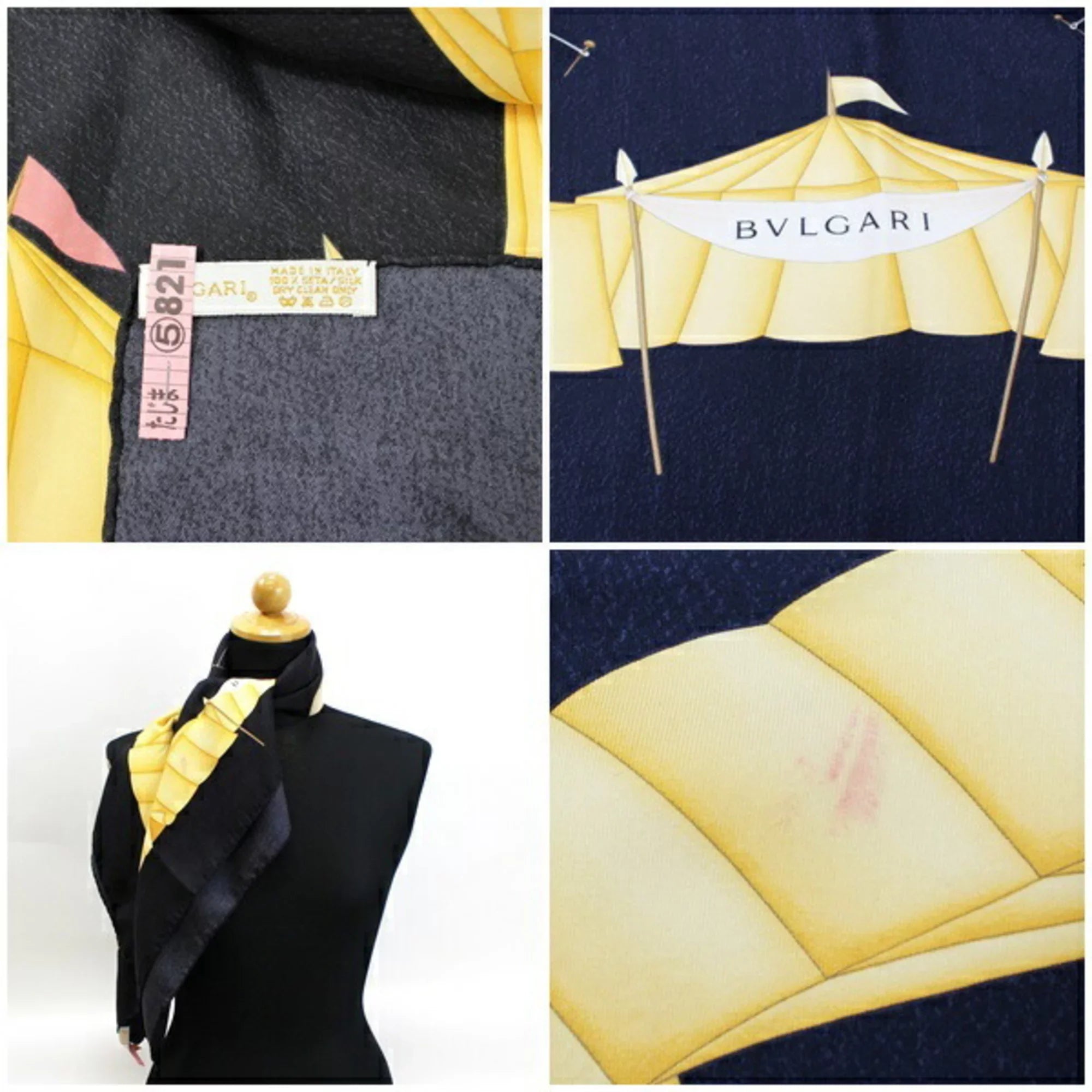 Pre-Owned Bvlgari silk scarf muffler black balloon pattern BVLGARI ladies tapestry (Good)