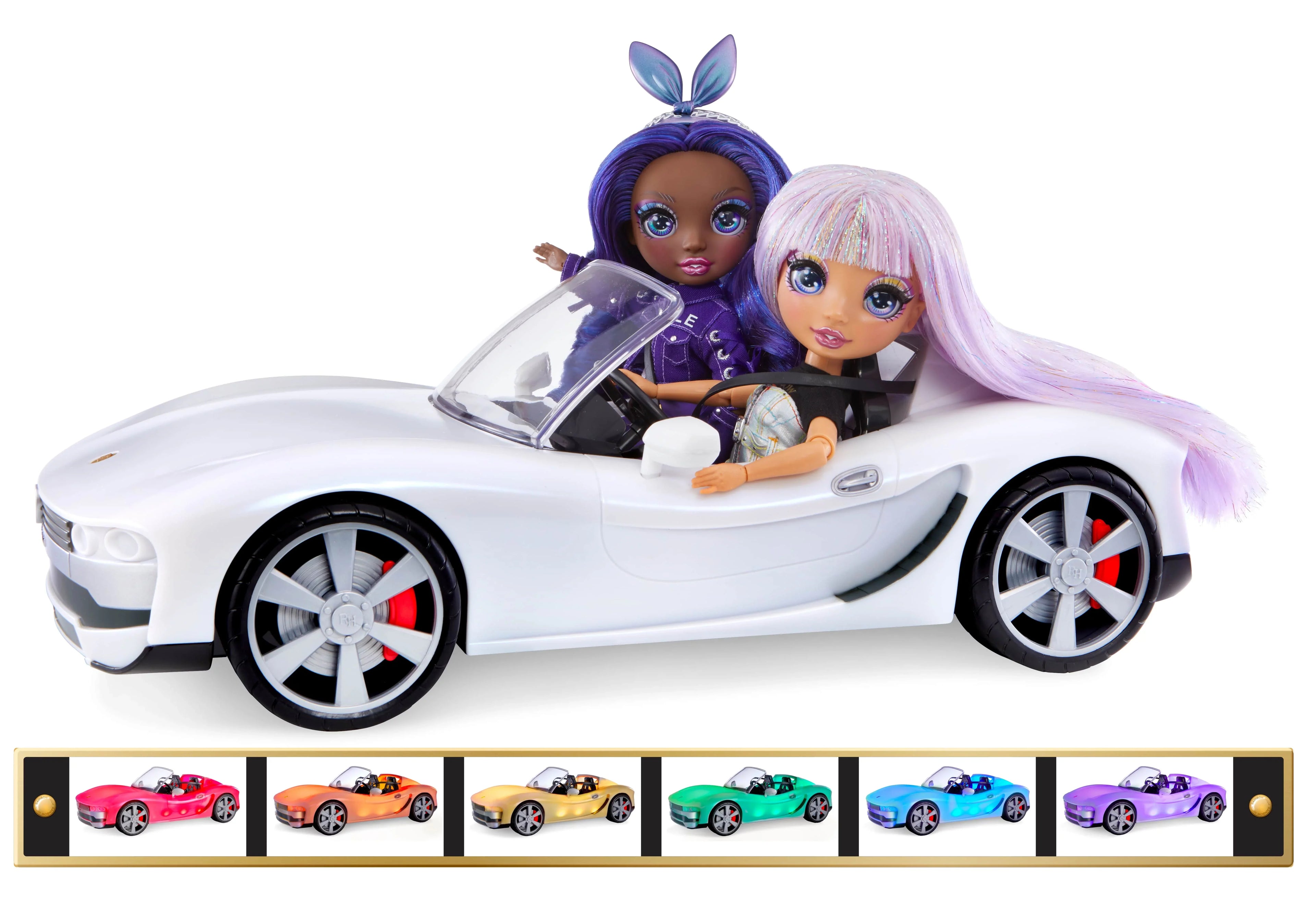 Rainbow High Color Change Car - Convertible Vehicle, 8-In-1 Light-Up, Multicolor, Fits 2 Fashion Dolls- Excellent Toy Gift for Girls Ages 6-12+