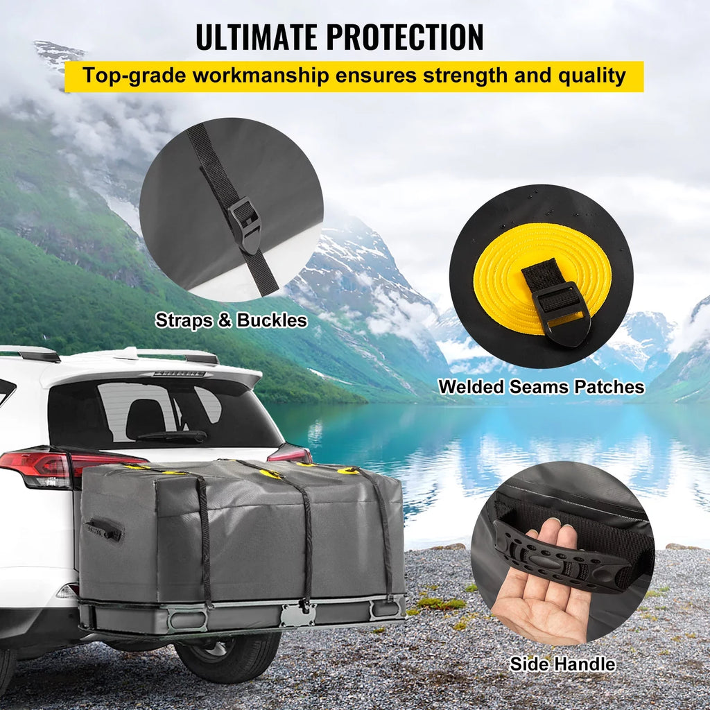 BENTISM Hitch Cargo Carrier Bag, Waterproof 840D PVC, 60"x24"x26" (22 Cubic Feet), Heavy Duty Cargo Bag for Hitch Carrier with Reinforced Straps, Fits Car Truck SUV Vans Hitch Basket